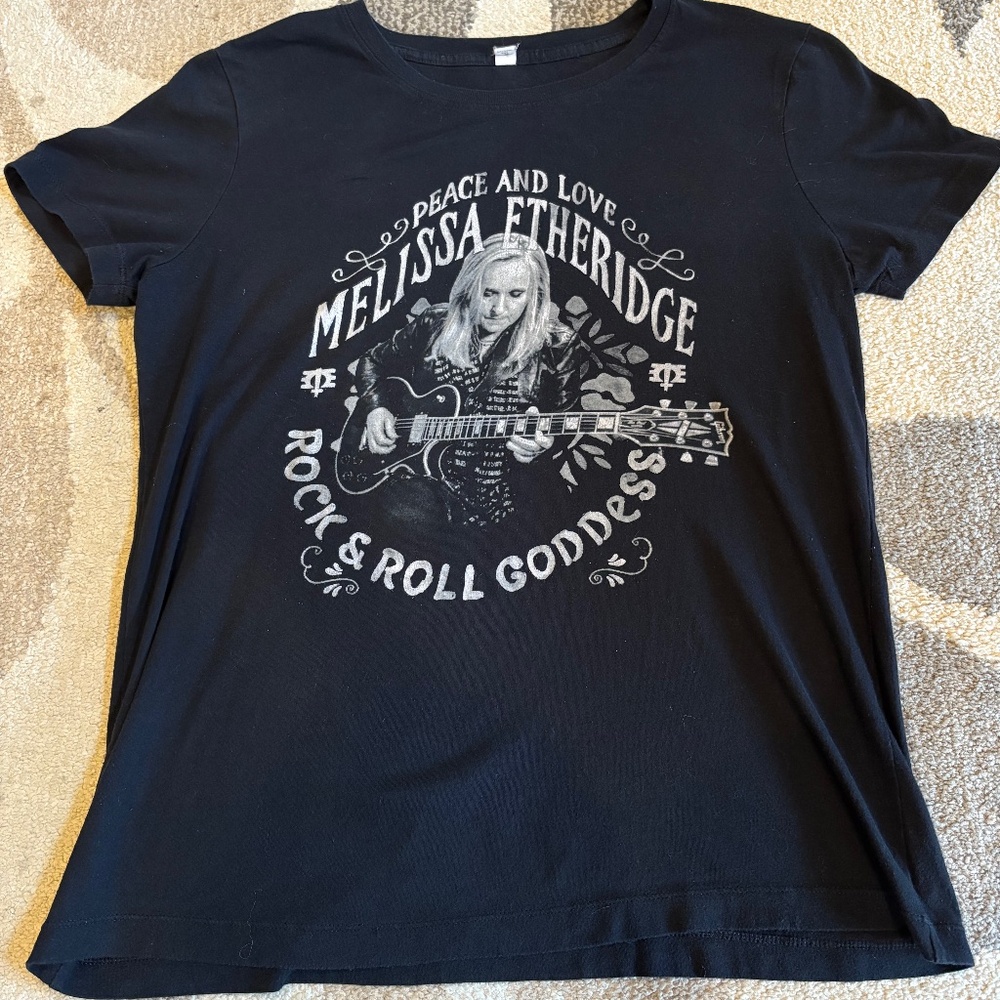 Black Rock & Roll Graphic Tee. Melissa Etheridge concert t-shirt XXL